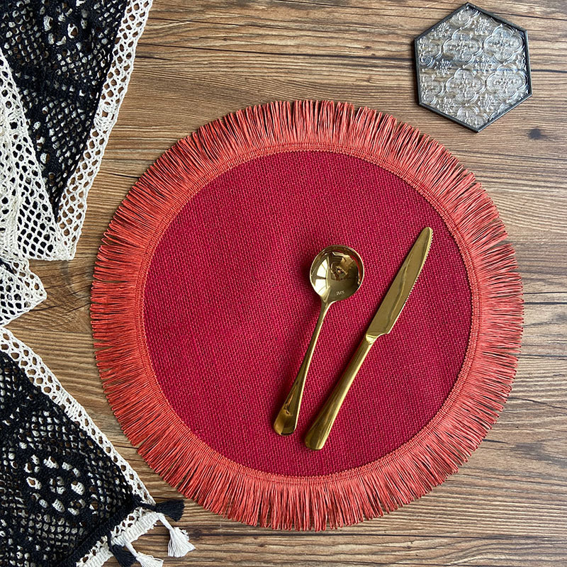 Home Decor Handwoven Jute Tassel Placemats