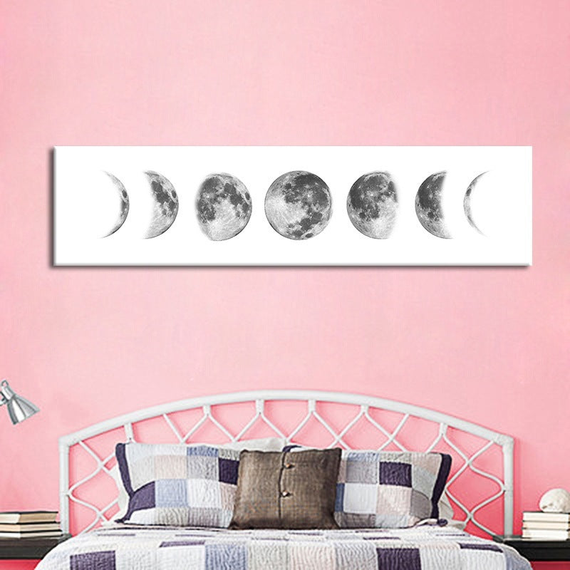 Lunar eclipse black and white canvas painting