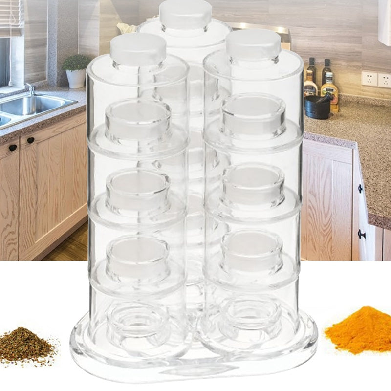 Tower transparent rotating seasoning pot