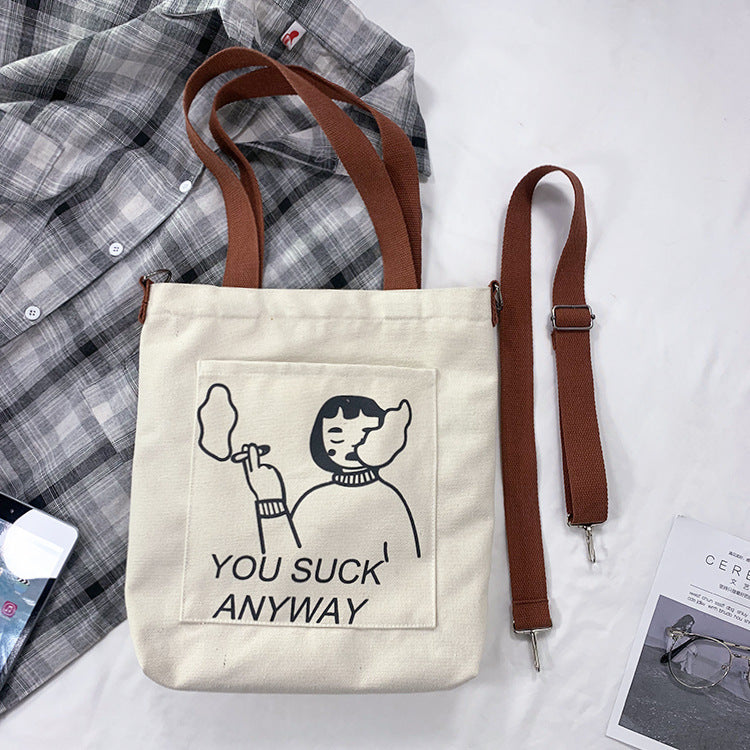 Cartoon messenger canvas bag