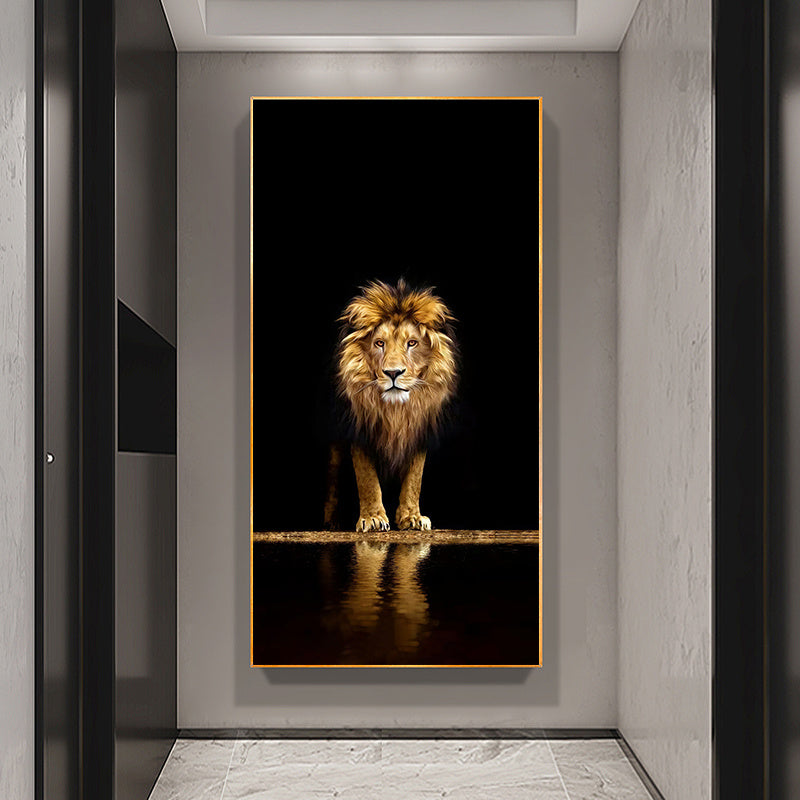 Home Decoration Animal Golden Black Lion Canvas Painting