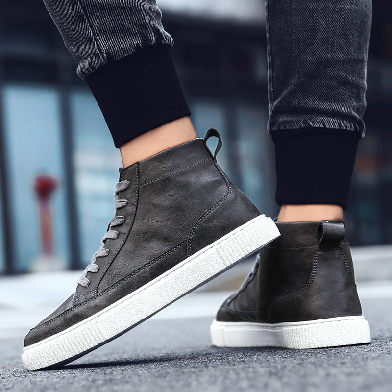 High-top Sneakers Korean Casual Leather Shoes