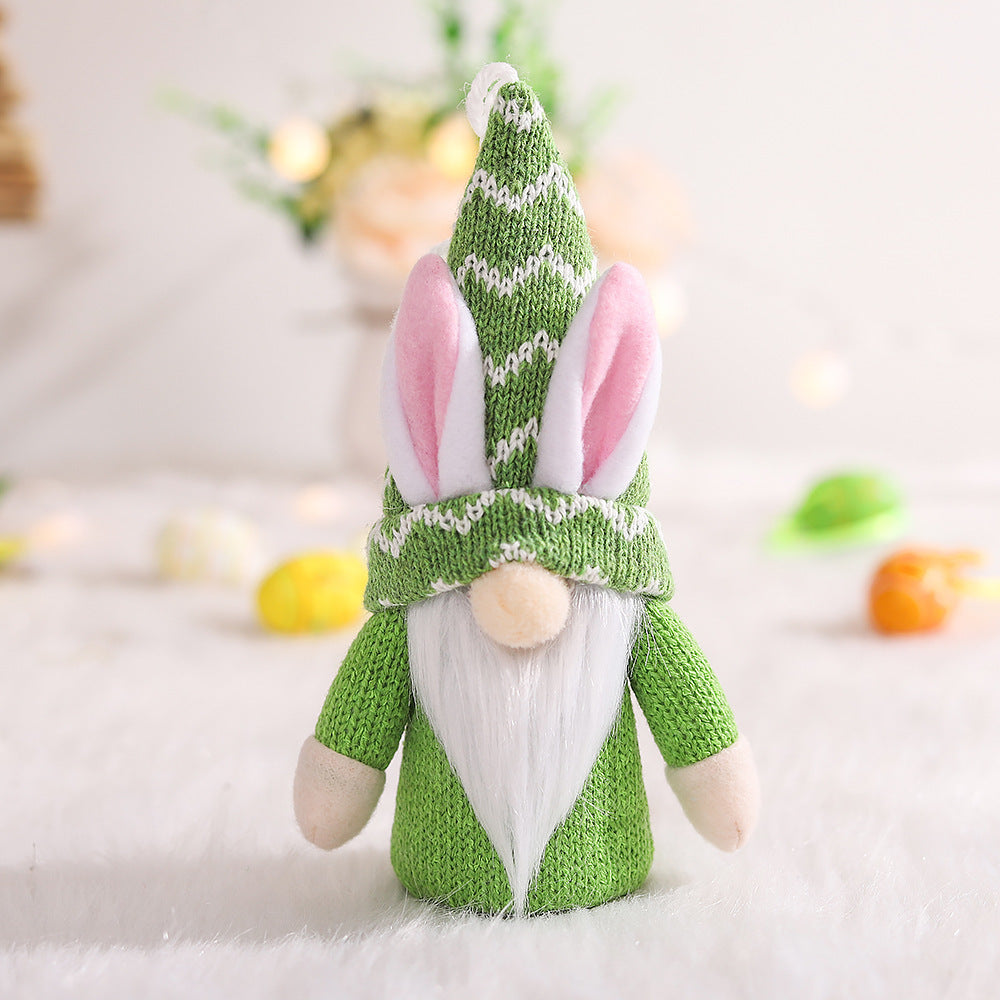 Easter Decorations Rabbit Ears Knitted Cloth Faceless Old Man Doll Ornaments