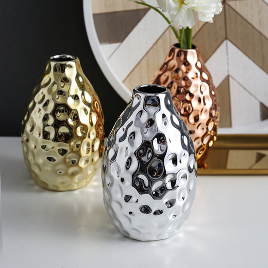 Home TV Entrance Ceramic Electroplating Vase Decoration Ornament