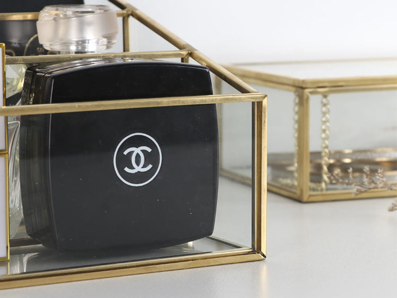 Brass glass cosmetic storage box