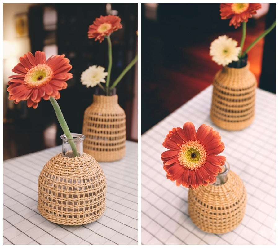 Straw Dried Flower Fragrance Japanese Woven Glass Vase