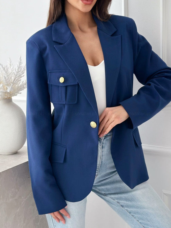 Double Breasted Solid Color Suit Small Coat For Women