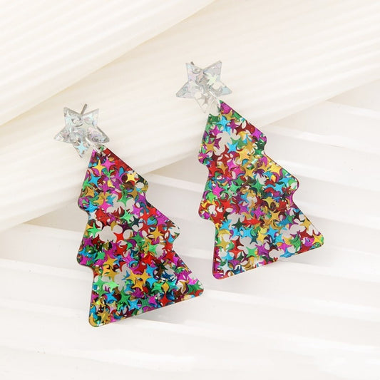 Personalized Christmas Acrylic Earrings Simple Color