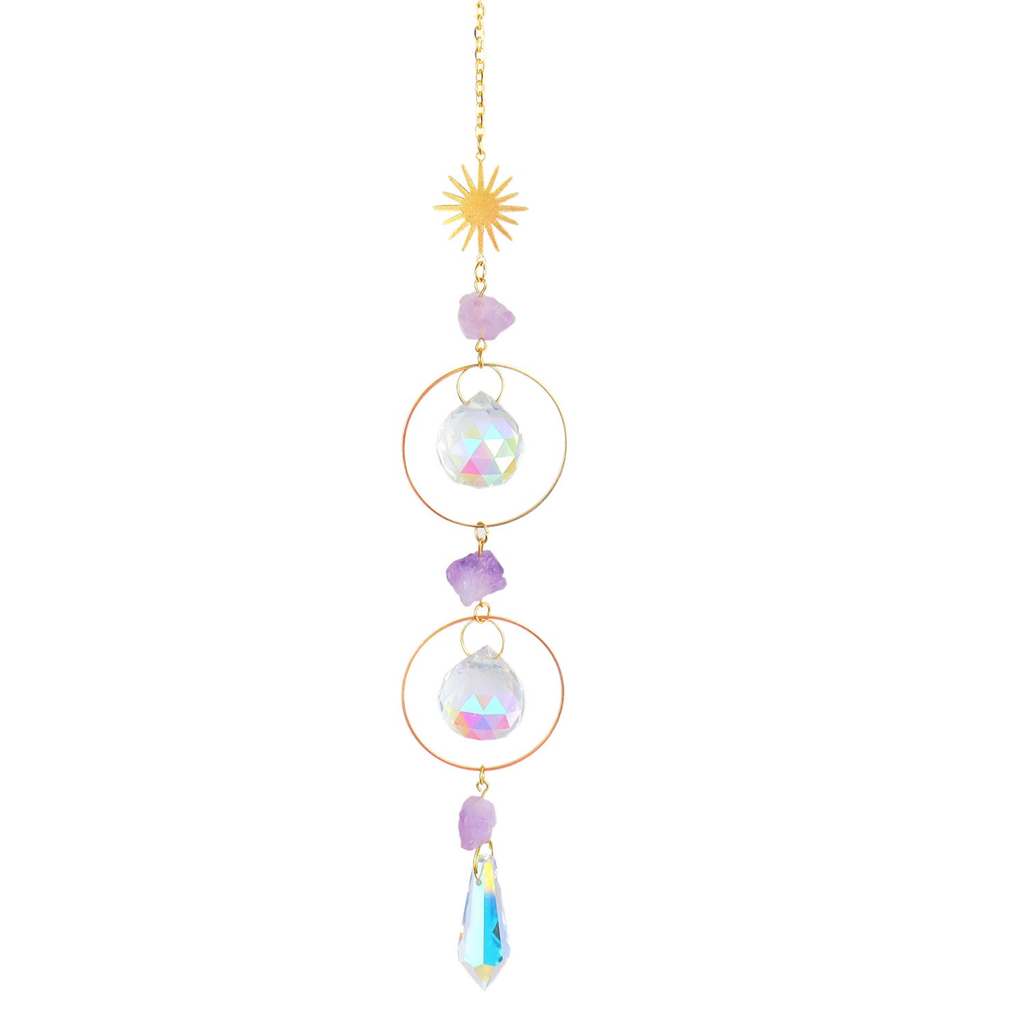 Crystal Wind Chimes Garden Moon Five-pointed Star Sun Wind Chimes Amethyst