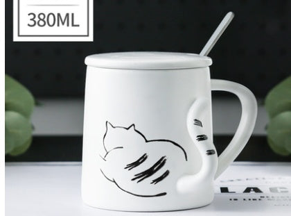 Japanese style cat tail ceramic mug