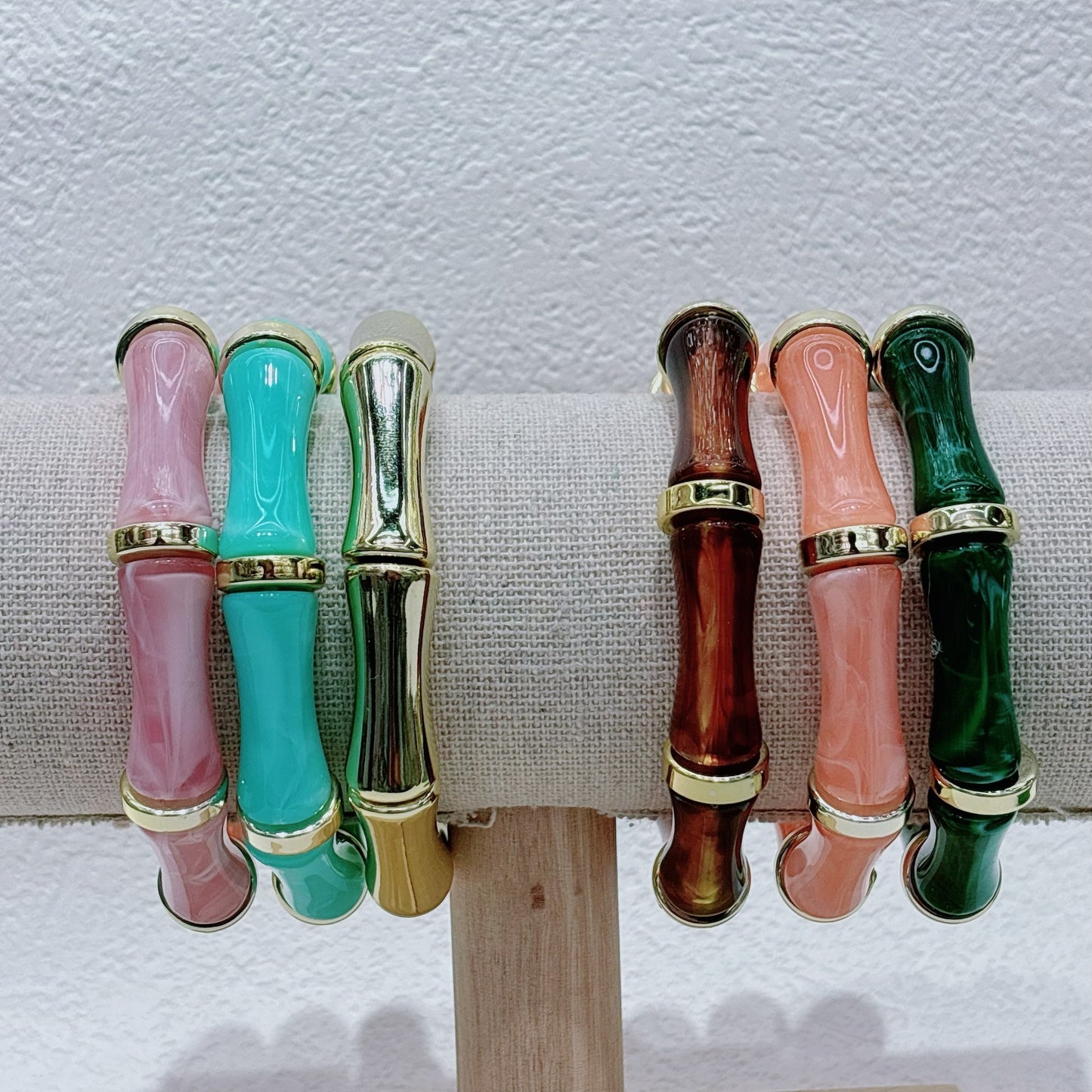 European And American Bamboo Tube Beads Women's Fashion Colored Beads Acrylic Bracelet