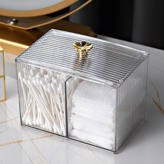 Transparent Cosmetic Cotton Organizer Box With Lid