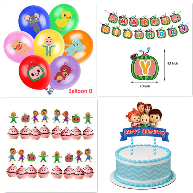 Baby Family Decorative Supplies Background Cloth Paper Plate Cup Balloon