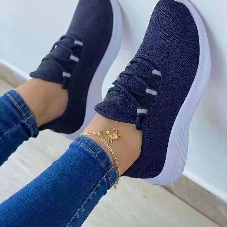 Mesh Lace-up Women's Platform Casual Running Shoes