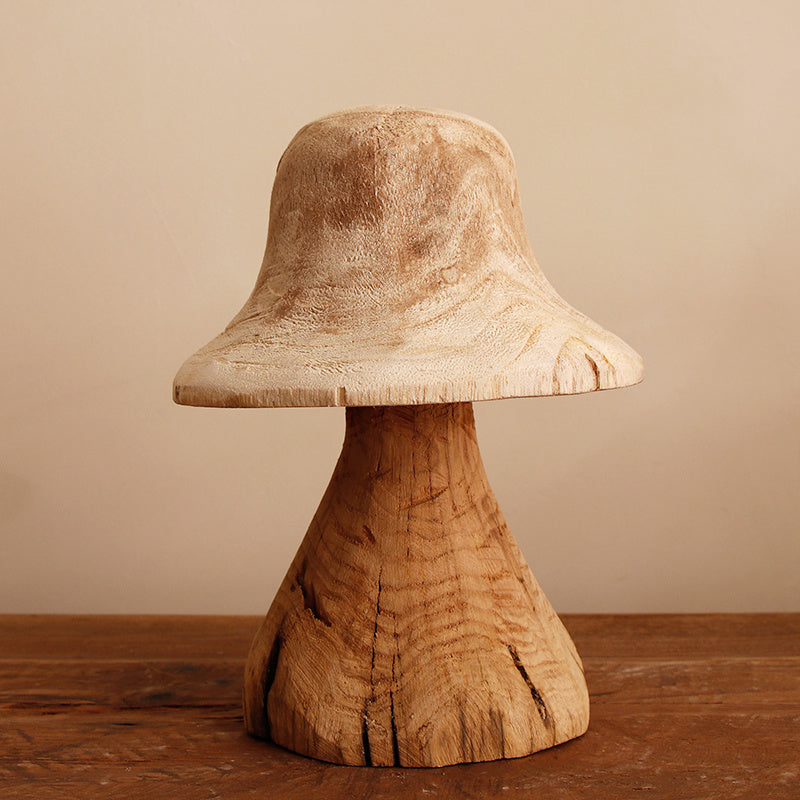 Wooden Mushroom Ornaments In Garden Courtyard