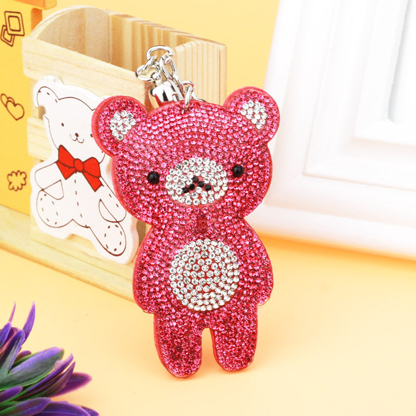 Bear Small Ornaments New Cute With Diamonds Keychain Pendant Korean Style Tassel Bag Pendant