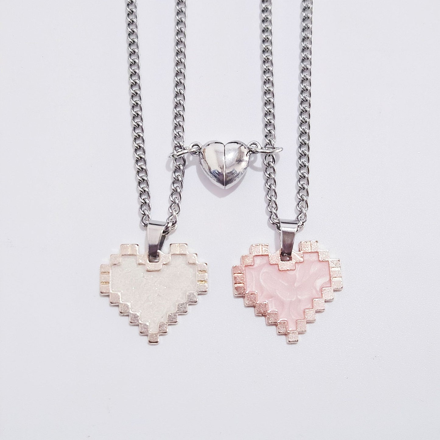 Magnetic Heart-shaped Mosaic Necklace Fashion Personality Couple Love Necklace For Valentine's Day