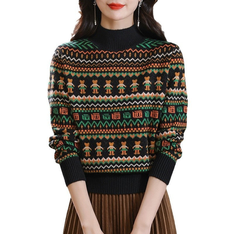 Jacquard Pullover Loose-fitting Underwear Sweater