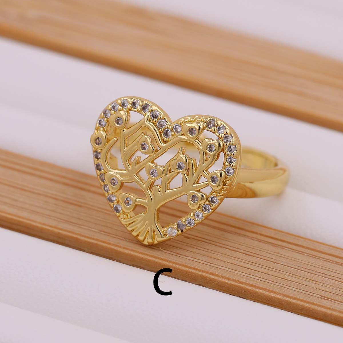 Tree Of Life Women's Ring Gold-plated Inlaid Zircon