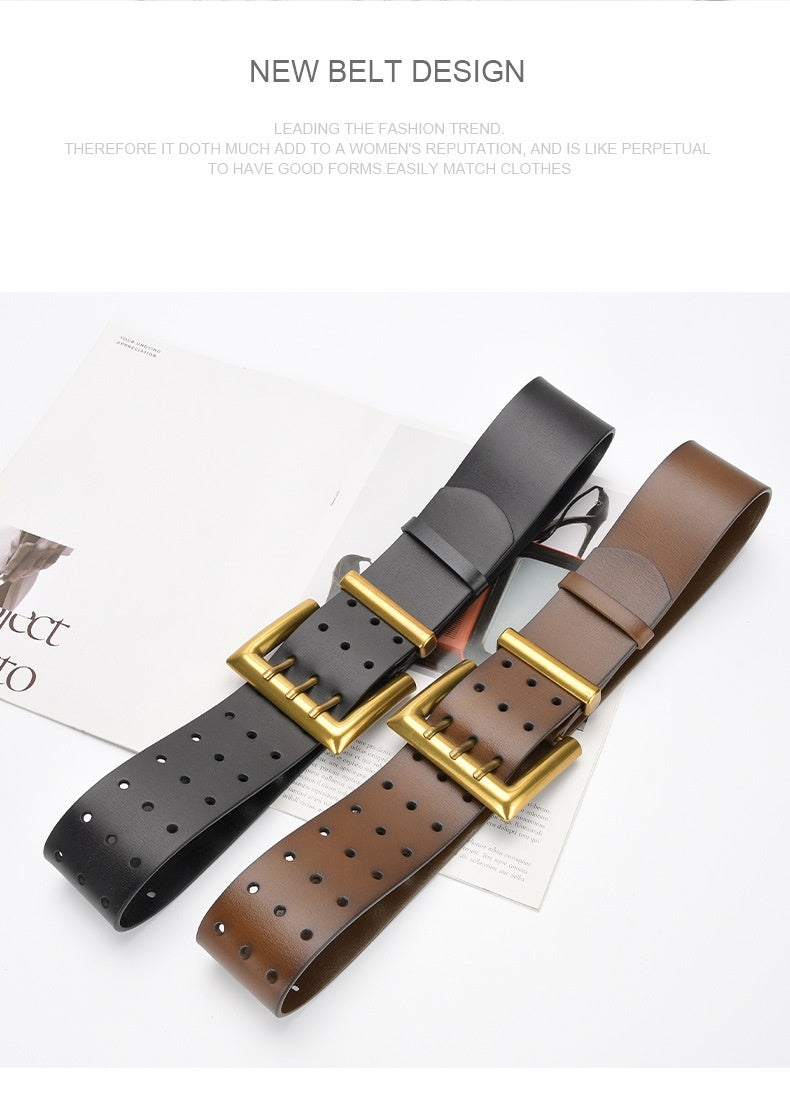 Three Button Waist Belt With Personalized Decorative Needle Buckle