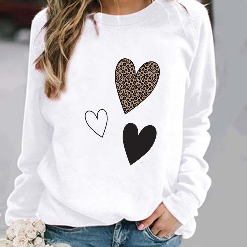 Women's Minimalist Round Neck Casual Printed Sweatshirt