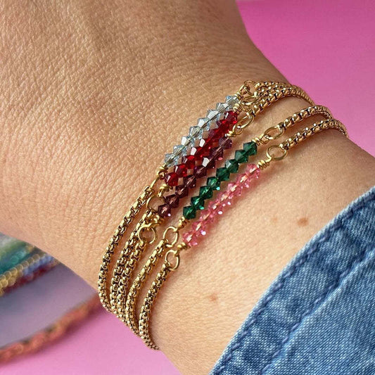 European And American Twelve Birthstone Beaded Bracelet Female Color 12 Birthstones