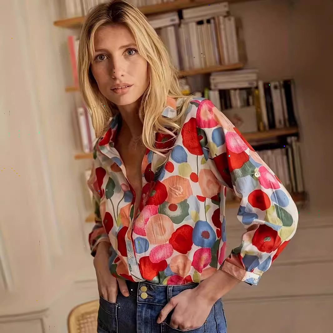 3D Digital Printing Long Sleeve Shirt Floral Top Gorgeous
