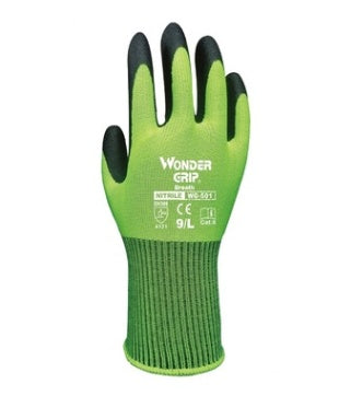 More labor insurance nitrile dipped breathable ultra-thin wear-resistant anti-skid handling gardening gloves WG501 fluorescent yellow