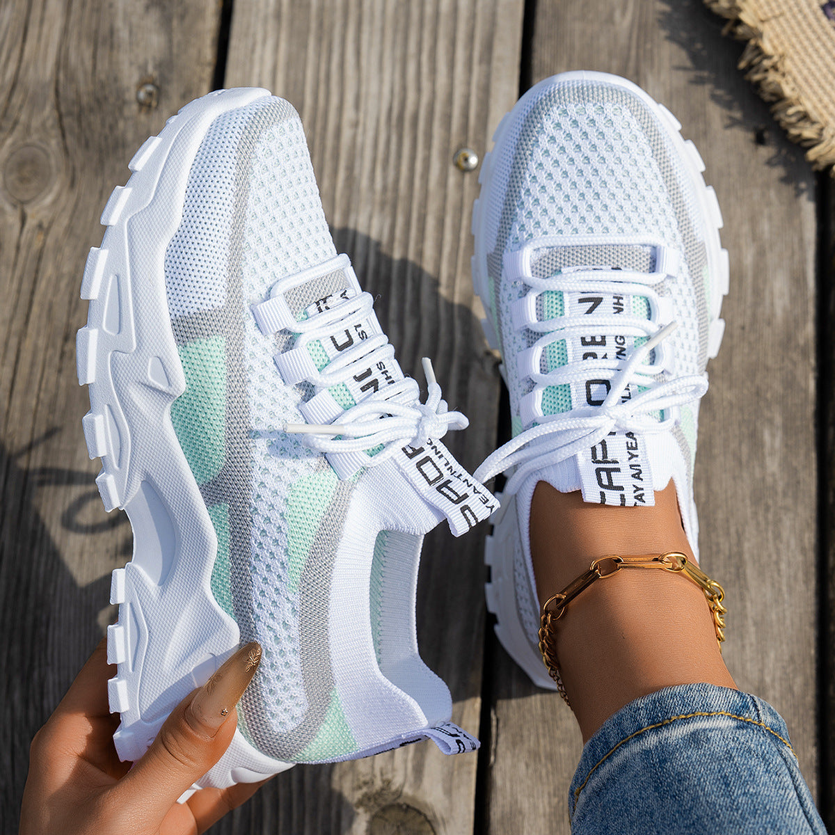 Flyknit Mesh Shoes Women's Thin Breathable Casual Shoes