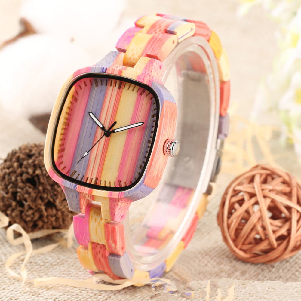 Fashion color bamboo wooden watch