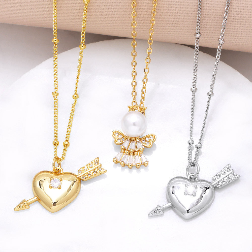 Hot Love Angel Pendant Necklace Women's Gold Plated