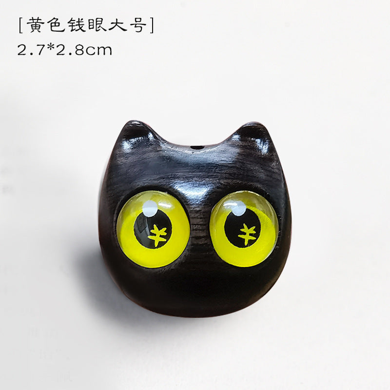 Wood Carving Little Black Cat Mini Doll Decoration Handicraft