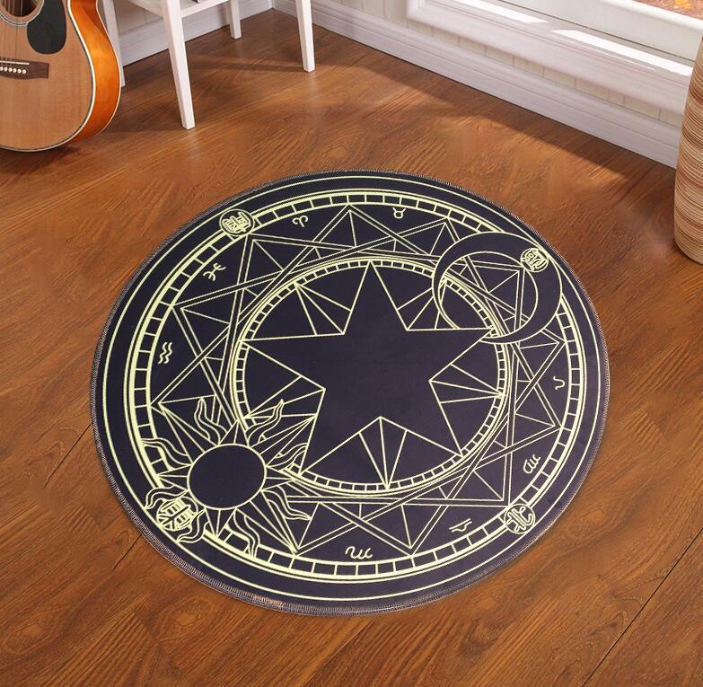 80CM Cartoon Round Carpet Children's Bedroom Card Captor Sakura Magic Circle Carpet Eco-Friendly Rug Computer Chair Mat