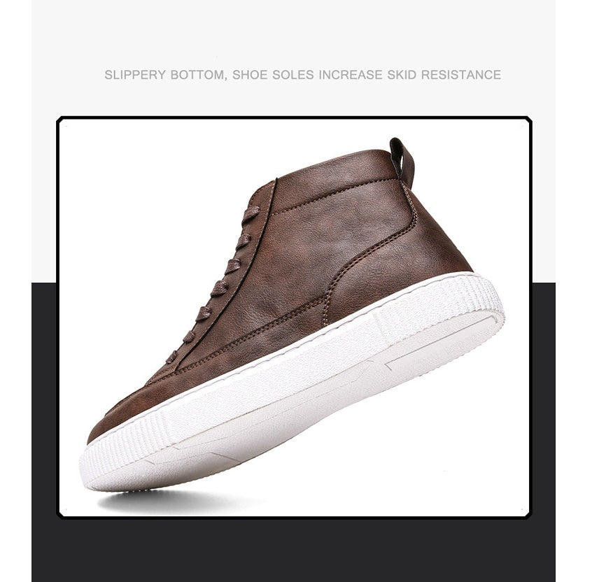 High-top Sneakers Korean Casual Leather Shoes