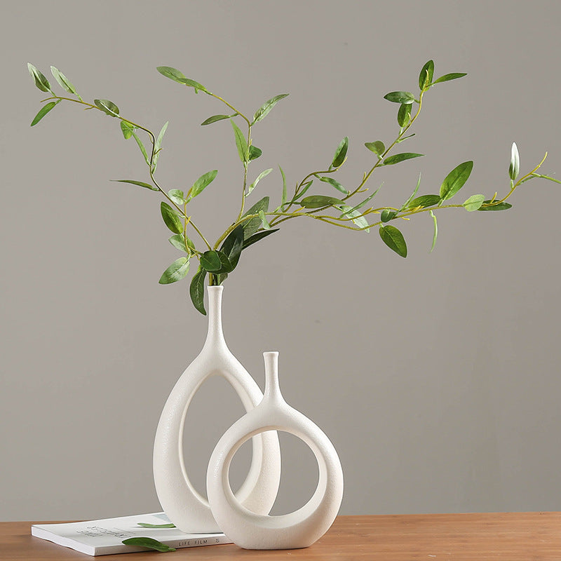 Handicraft decoration white ceramic vase