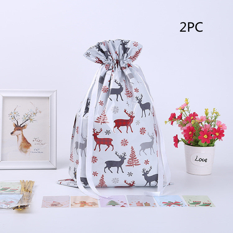 Christmas Gift Wrapping Bag Drawstring Decoration