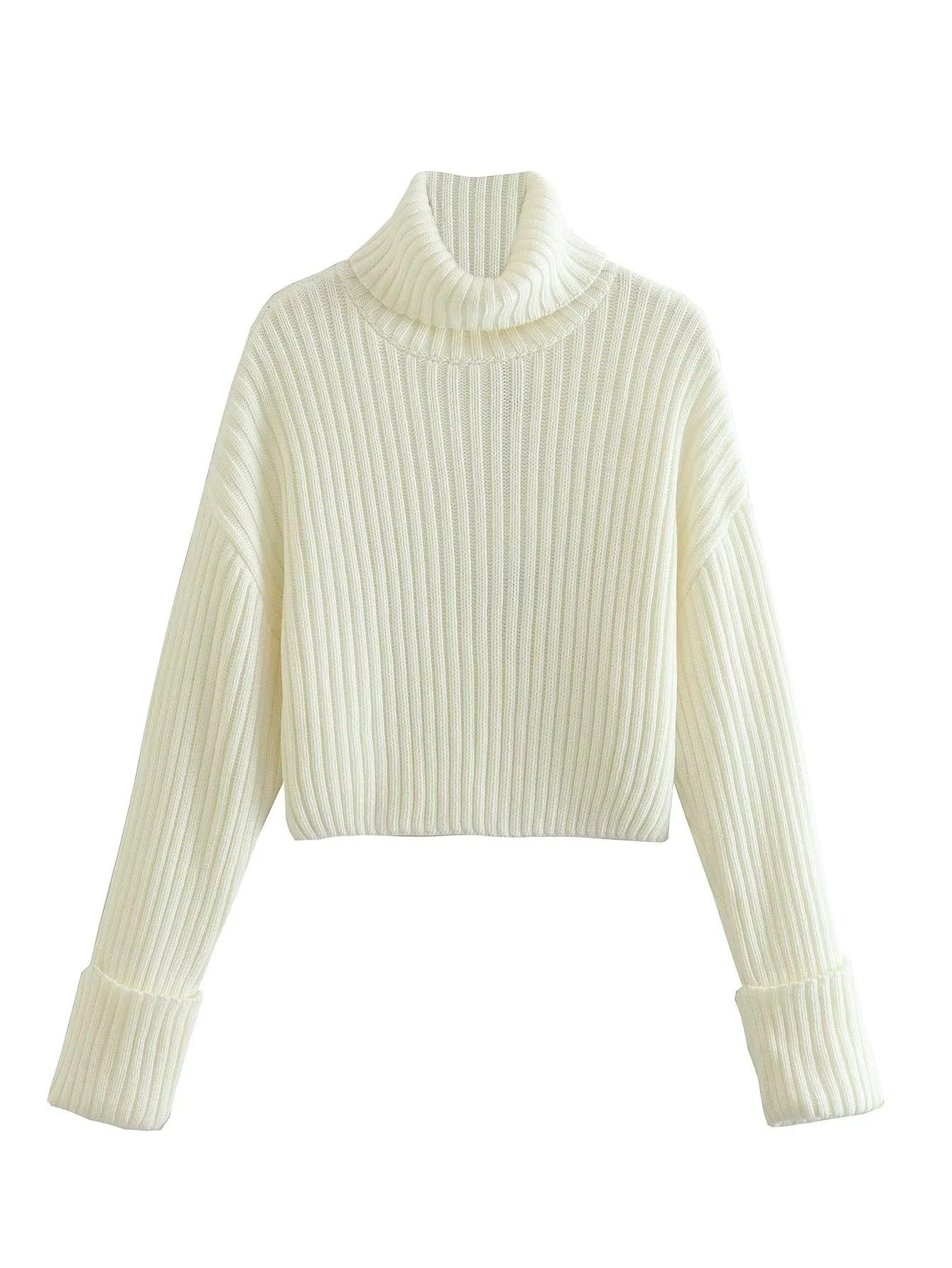 Turtleneck Sweaters Women's Clothing Striped Short Style