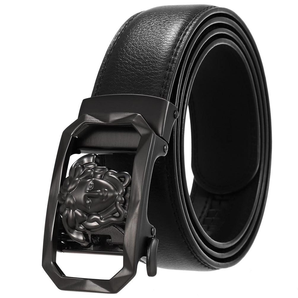 Fashion Men's Leather Belt Alloy Automatic Buckle