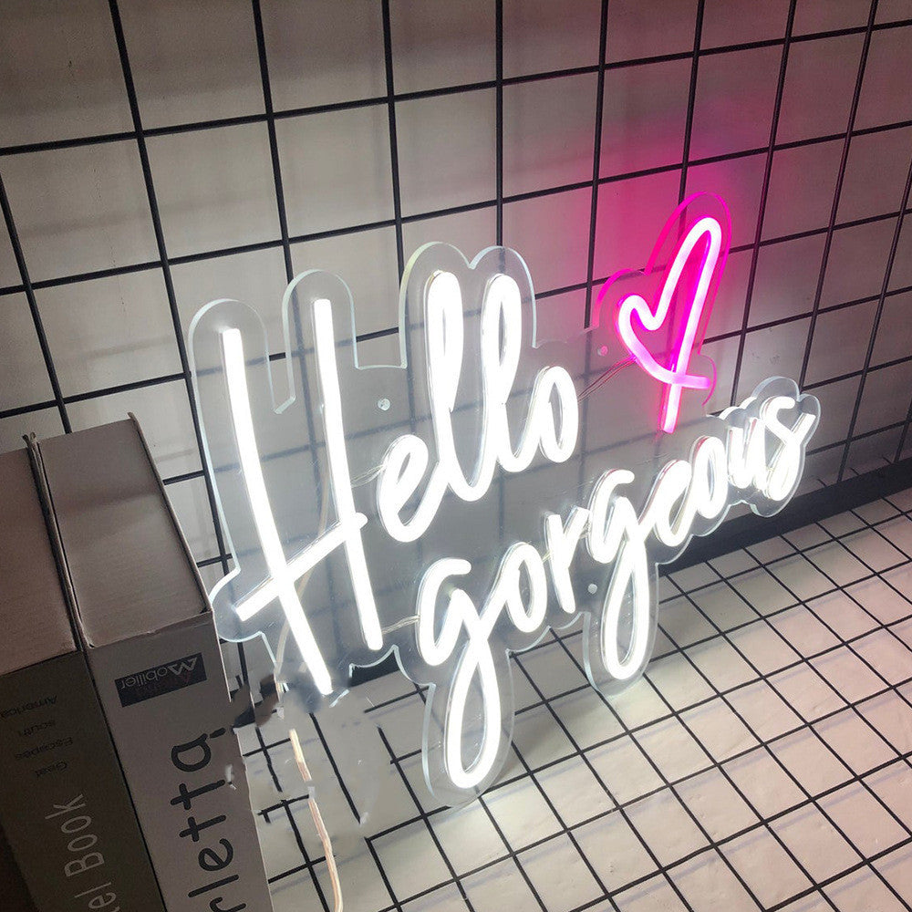 Neon Hello Gorgeous English Alphabet Decorative Luminous Words