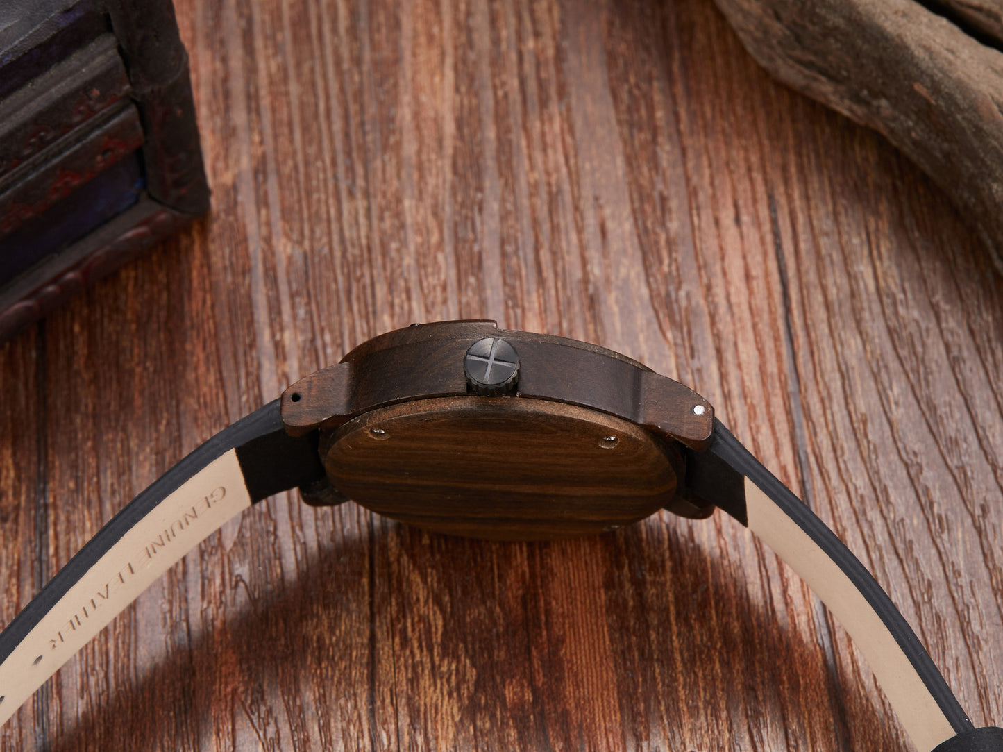 Multifunctional compass wooden watch