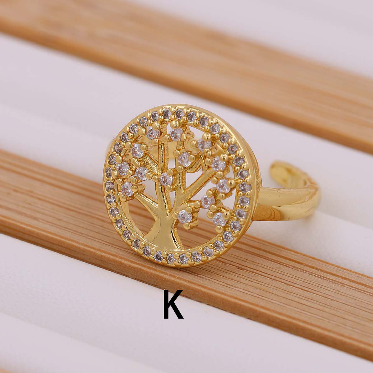 Tree Of Life Women's Ring Gold-plated Inlaid Zircon