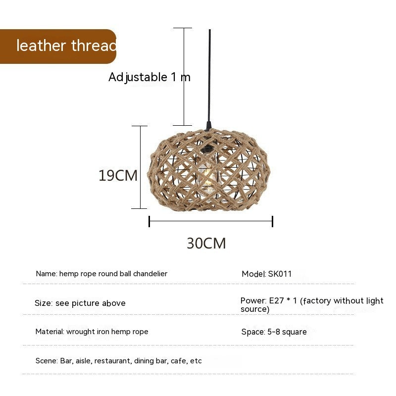 Hemp Rope Retro Industrial Style Restaurant American Country Creative Ceiling Lamp