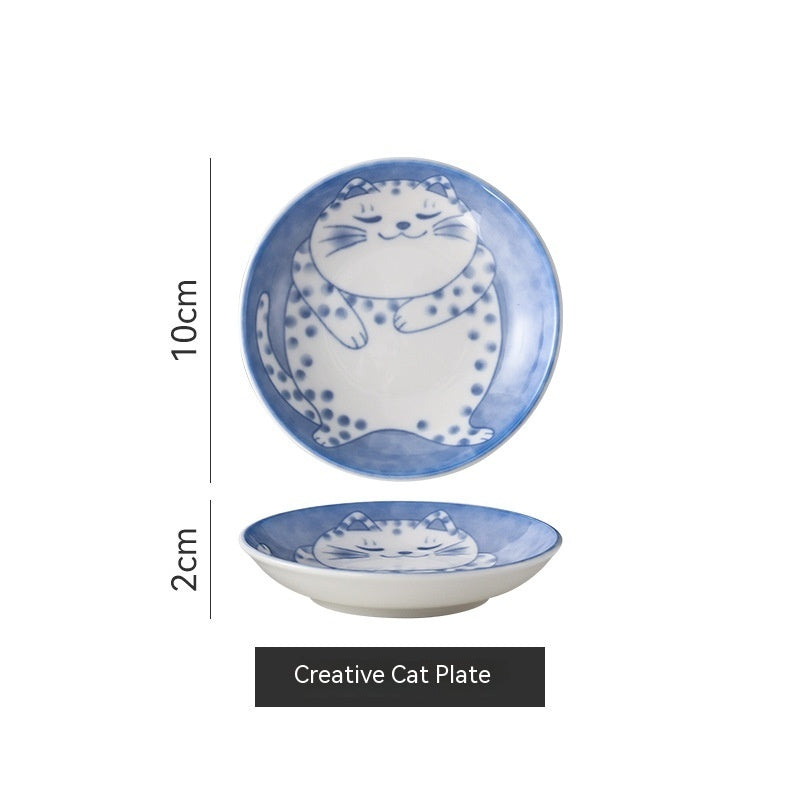 Home Cartoon Ceramic Cat Pattern Dish