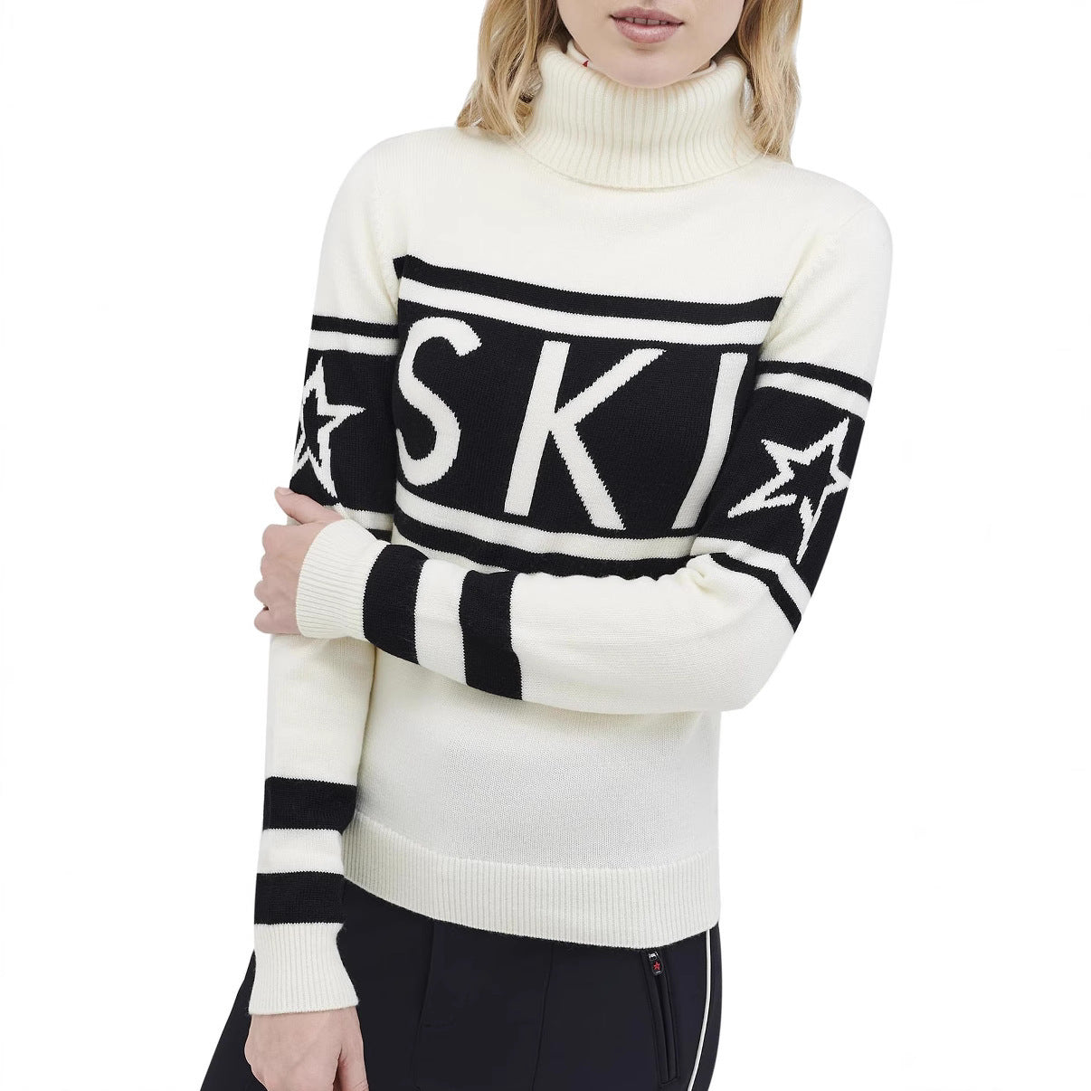 American-style Slim-fit Printed Turtleneck Sweater