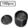 100 Pcs Plastic Disposable Sauce Dishes, Dipping Soy Sauce Seasoning Plate Bowls, Mini Condiment Appetizer Tray For Sushi Soy Mustard Vinegar Ketchup BBQ, Black Circular
