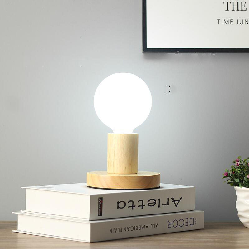 Modern Simple LED Night Light Wooden Decorative Table Lamp