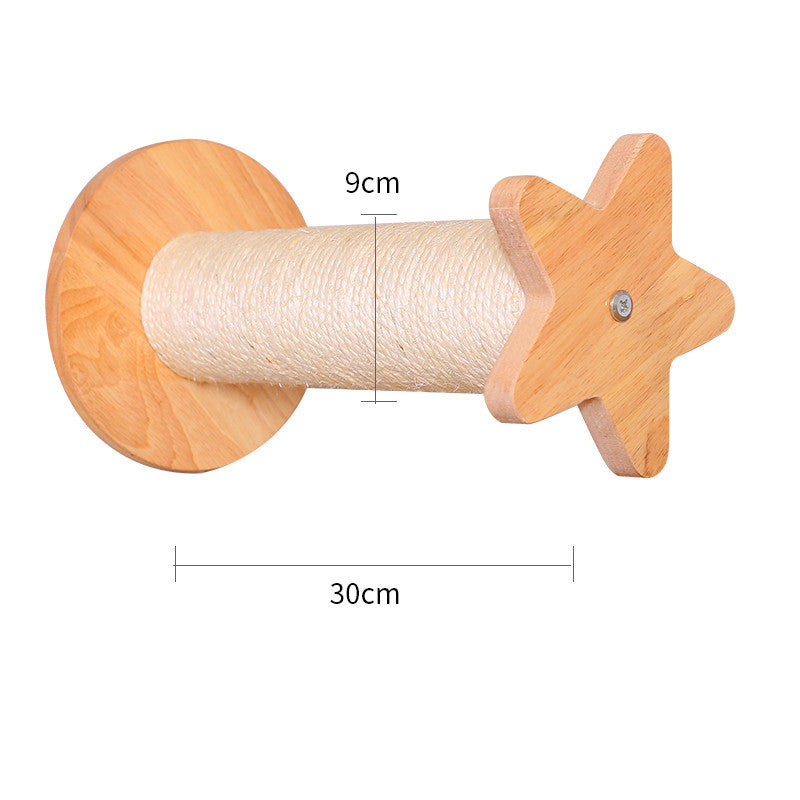 Solid Wood Wall Mounted Sisal Pole Cat Toy Platform Grabbing Board Grinding Grabbing