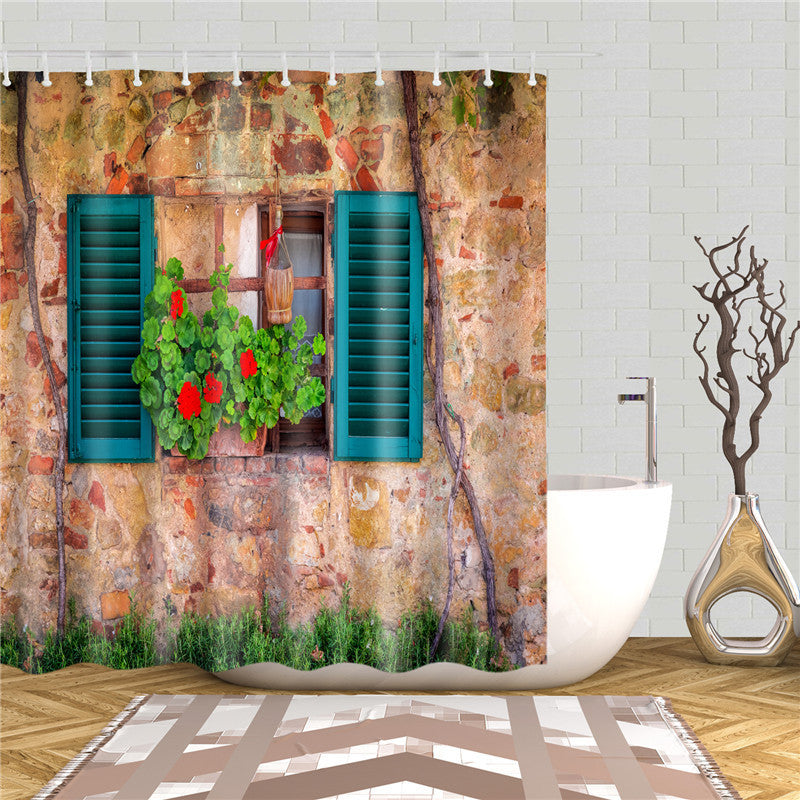 Garden Flowers Scenery Shower Curtains Bath Curtain Waterproof Bathroom Home Decor Washable Fabric Bathroom Screens