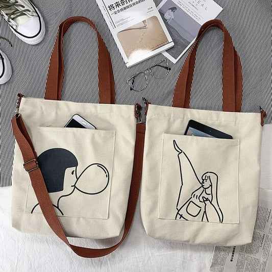 Cartoon messenger canvas bag