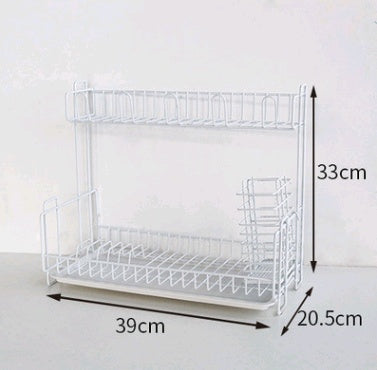 Multi-function kitchen storage rack double tableware dish drain rack iron storage rack